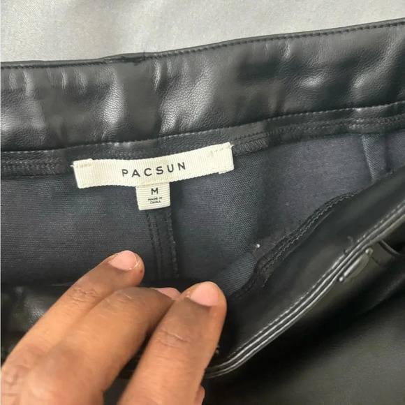 Pacsun Boot cut faux leather black biker grunge pants M - Picture 3 of 4